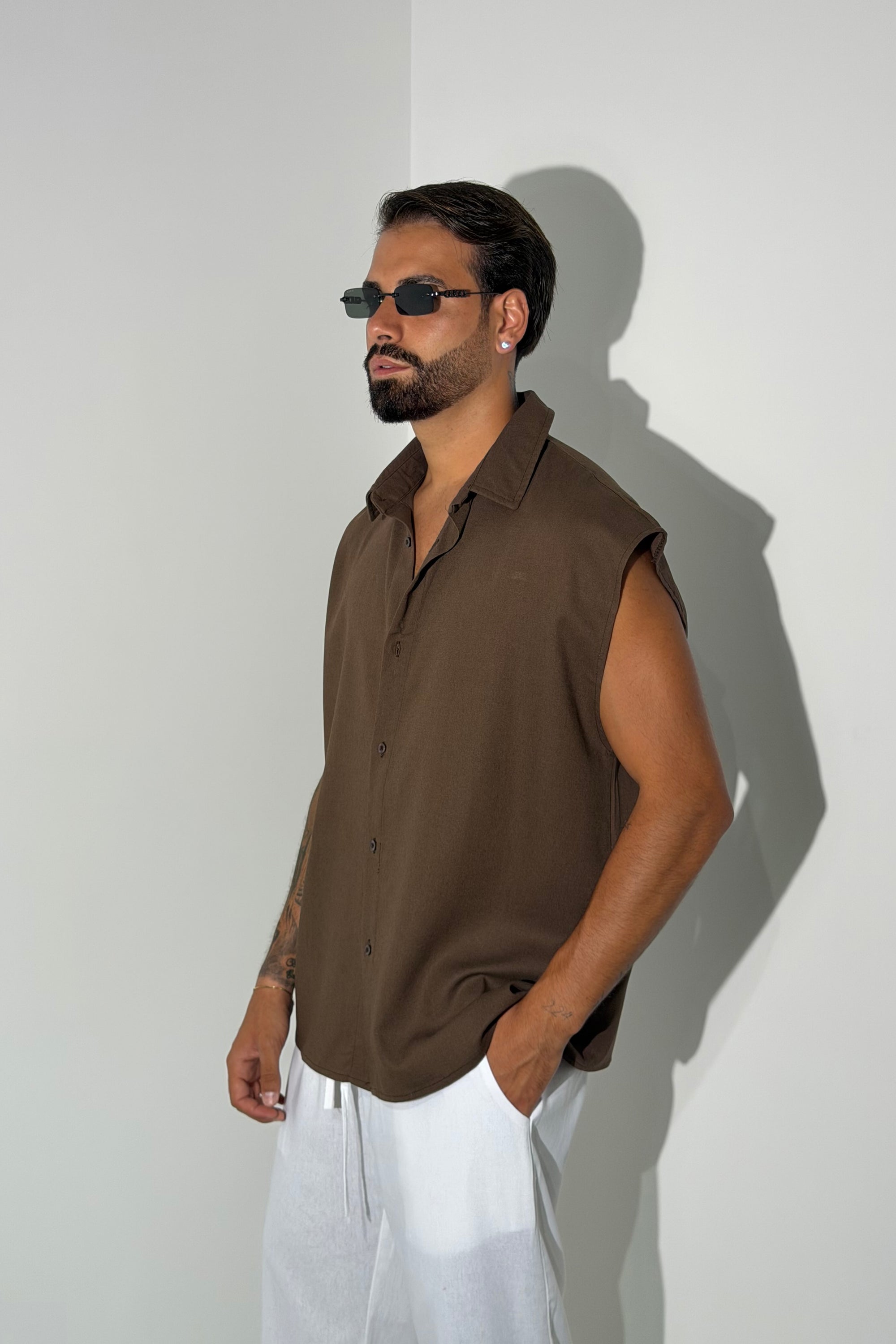 Camicia MIAMI Lino marrone