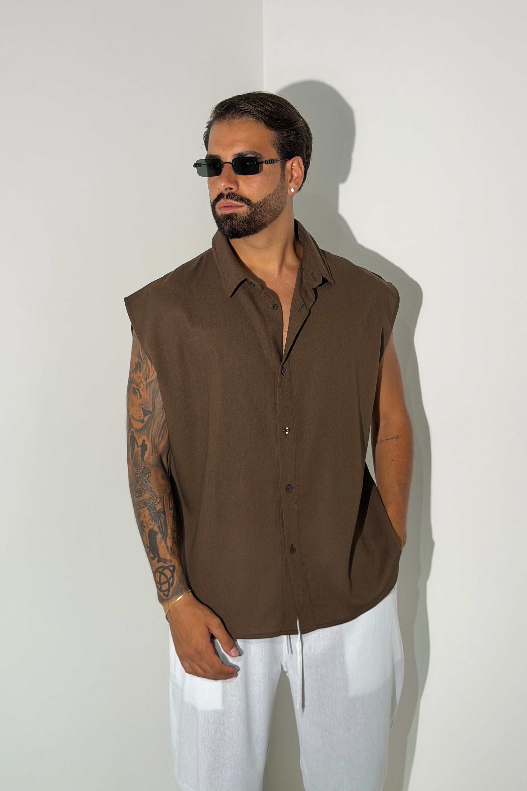 Camicia MIAMI Lino marrone