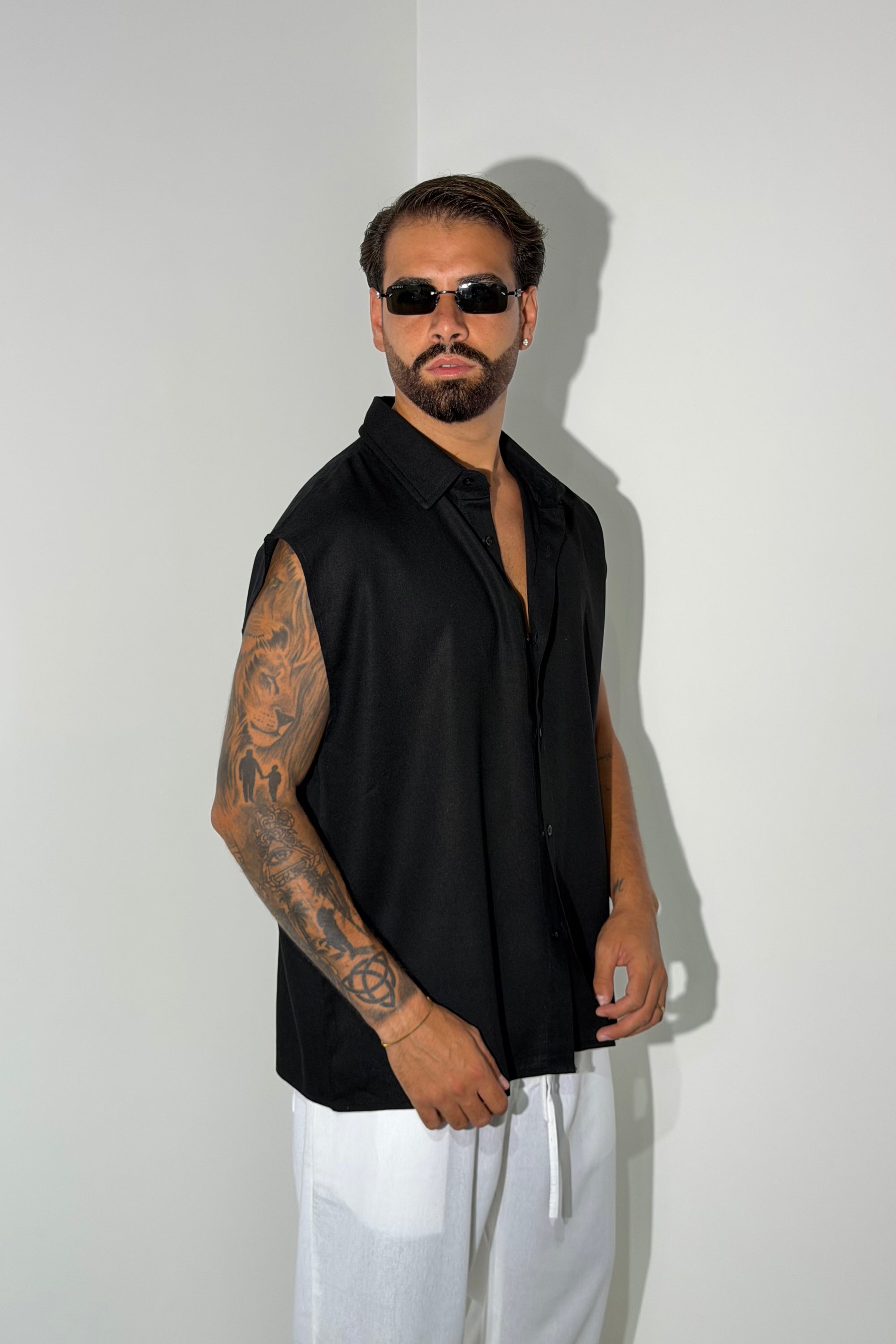 Camicia MIAMI lino nera