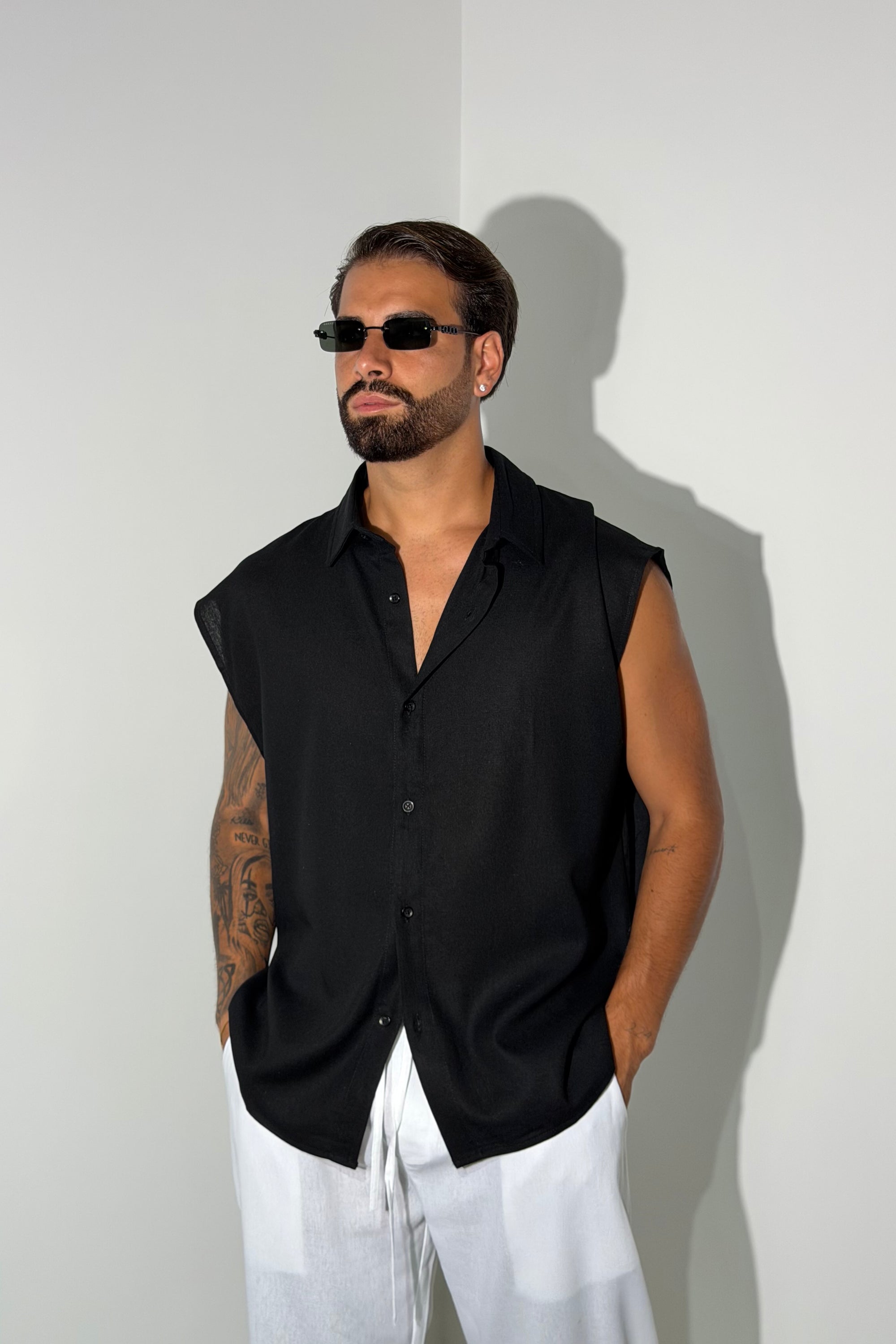 Camicia MIAMI lino nera