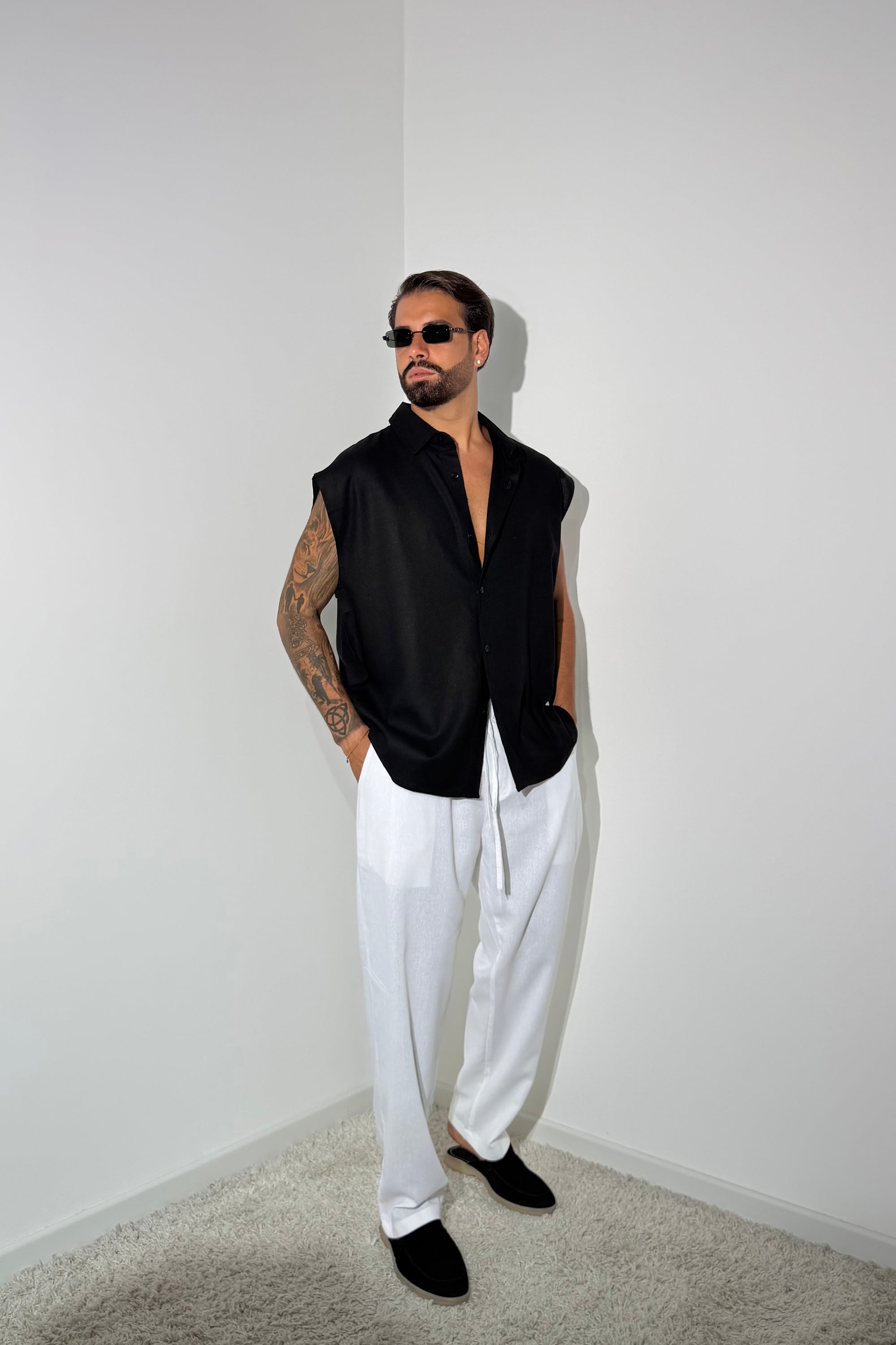 Camicia MIAMI lino nera